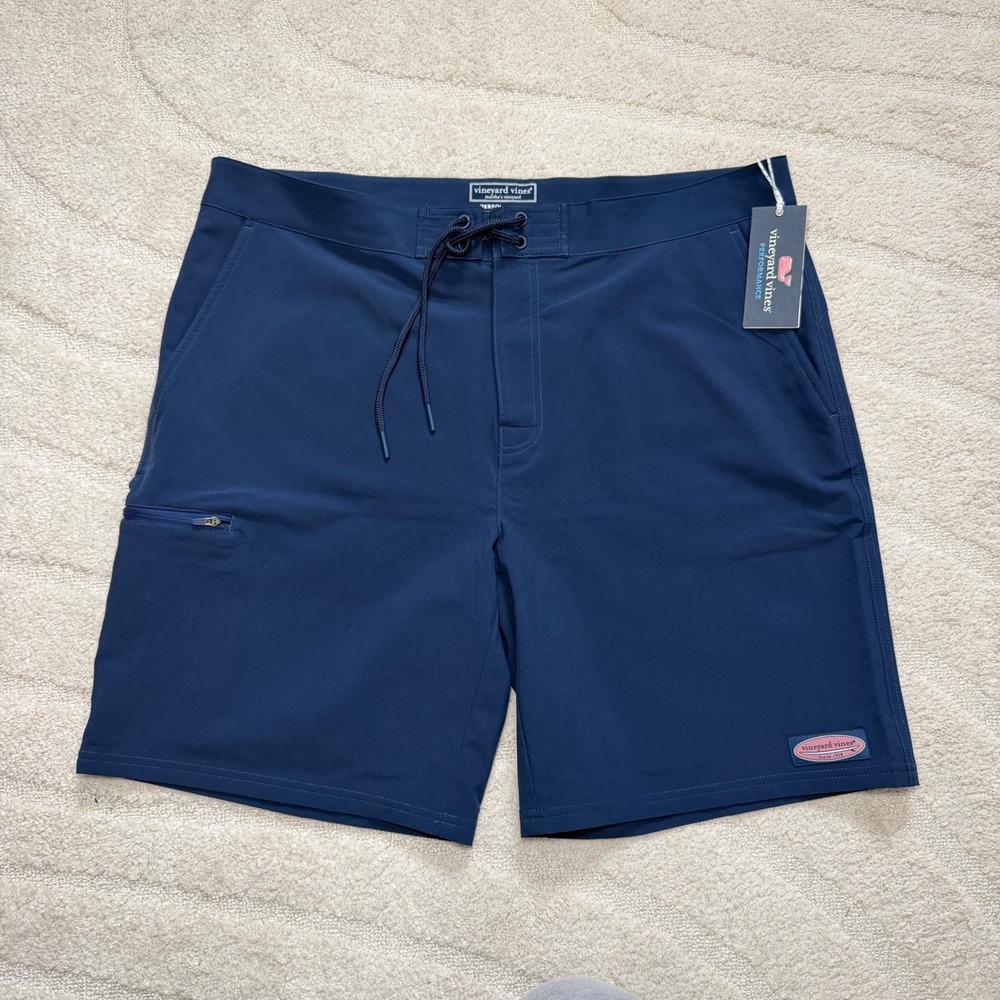 NEW Vineyard Vines Mens 9 Inch Solid Boardshort Blue Blazer Performance Swim 38